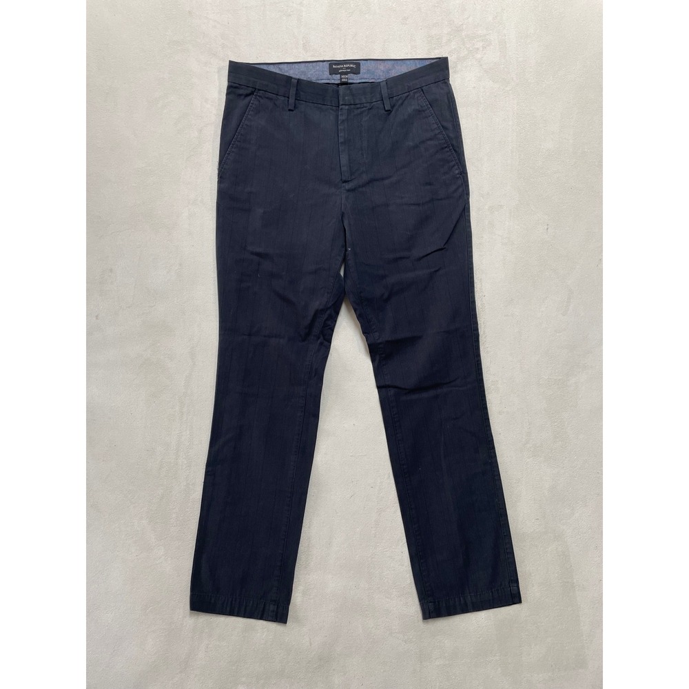 Banana Republic Kentfield Pant Mens 30x30 Gray Striped Cotton Chino Trousers